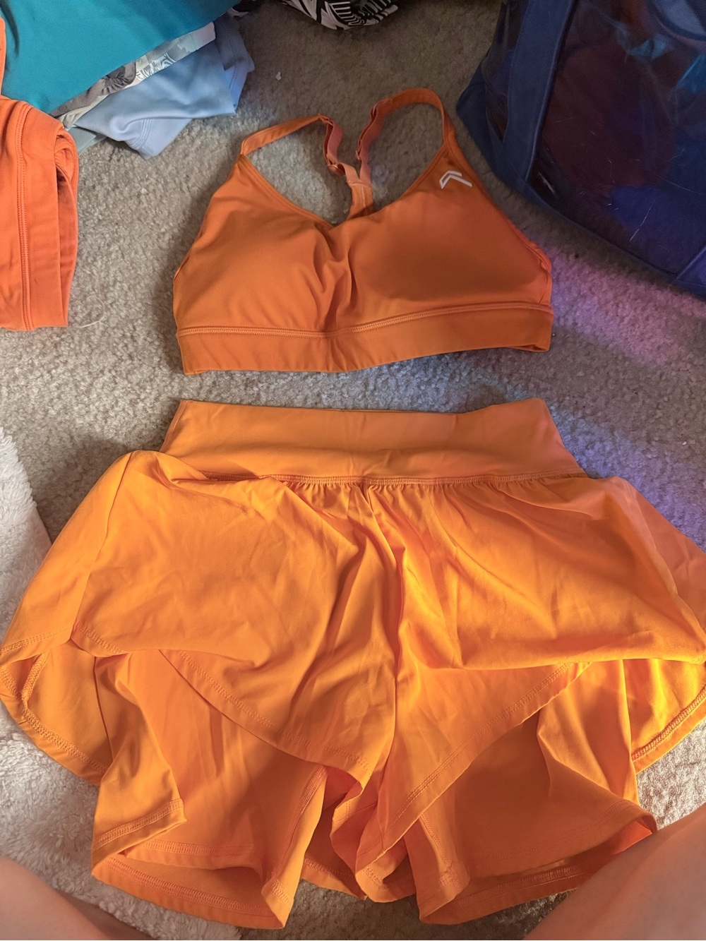 Oner Active Bright Orange Athletic Two-Piece Shorts Set
